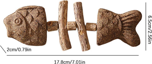 Generic Cat Teething Toy - Interactive Kitten Chew Toy for Indoor Outdoor Play, Fish Bone Wooden Teether | Relaxation