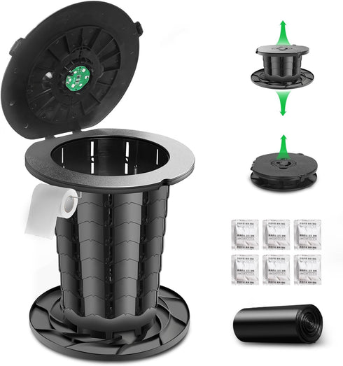 Sckee Retractable Portable Camping Toilet for Adults & Kids,13'' Portable Potty with