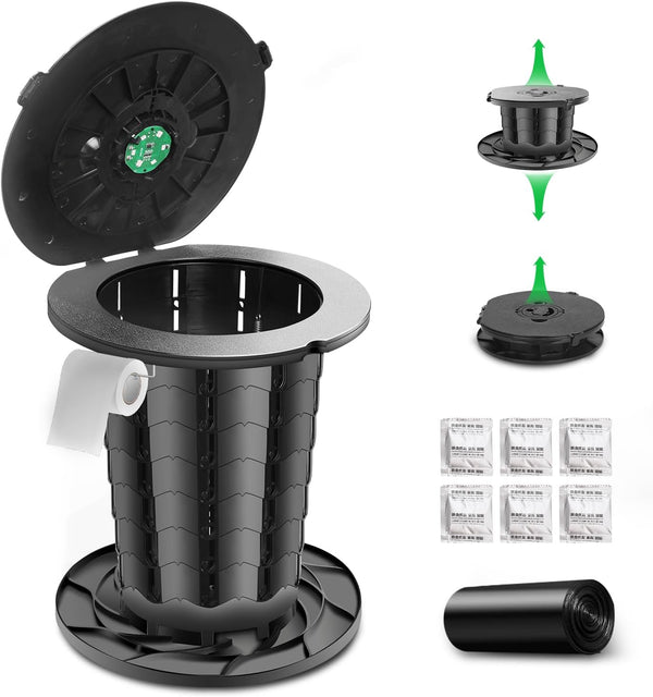 Sckee Retractable Portable Camping Toilet for Adults & Kids,13'' Portable Potty with