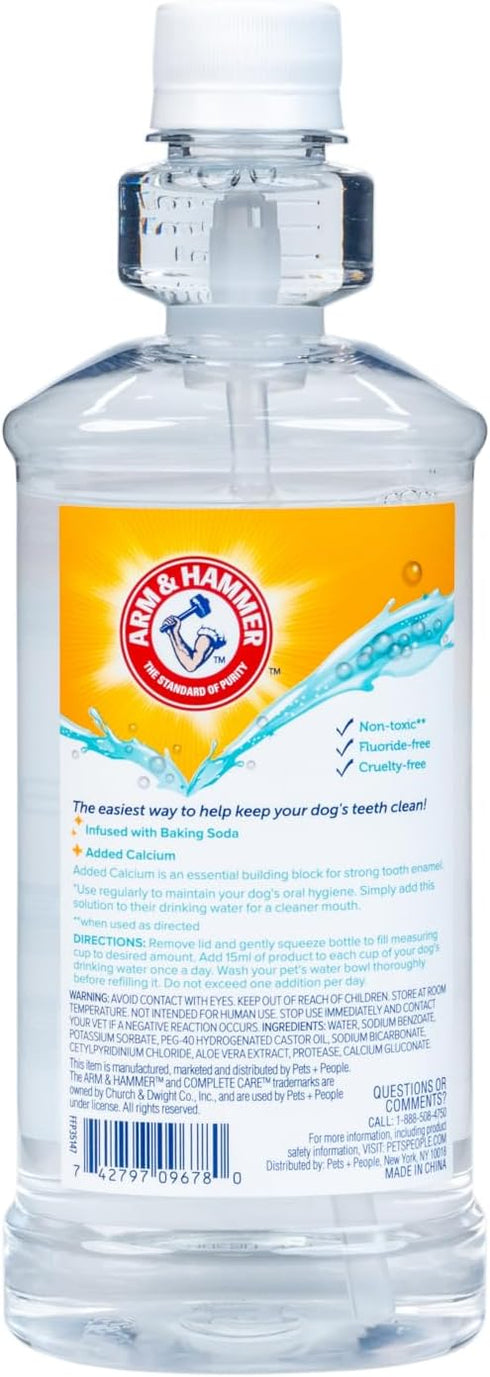 Hammer 16 OZ Arm & Complete Care Dental Water Additive for Dogs, Easy Portion Bottle, Dog Breath Freshener, Dog Mouth