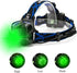 Green LED Headlamp Waterproof Head Torch Light with Zoomable and 3 Modes for Outdoor Activities
