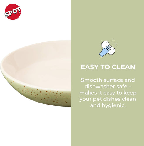 SPOT by Ethical Products Heavy Ceramic Dog Bowl, Durable High Gloss Cat Bowl, Dishwasher Safe, Speckled Oval Cat Dish 6"
