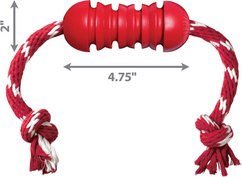 KONG Dental Chew Toy with Rope, Medium Dogs, Stuffable, Durable Natural Rubber, Cleans Teeth & Gums