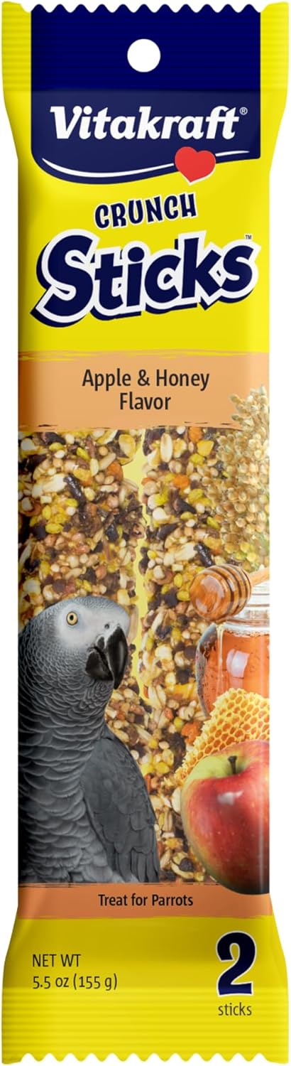 Vitakraft Crunch Sticks Parrot Treat, Apple and Honey Pet Bird Treat Toy