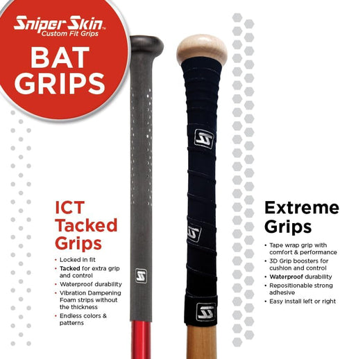 SNIPER SKIN Baseball & Softball Bat Grip, Replacement Bat Grip Wrap, Easy Install, Durable, Waterproof