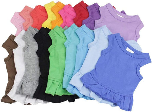 Pet Clothes Small Dog Blank Color Sport Dress T-Shirts Tanks for Female Dogs, 100% Cotton (L, Purple)