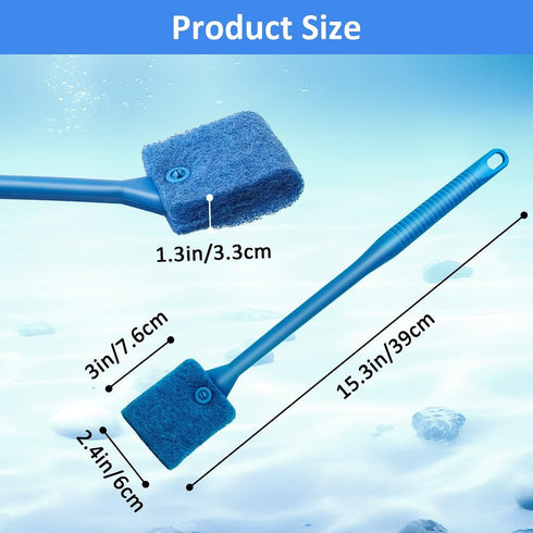 Novique Fish Tank Cleaner with Five Sided Sponge Brush and Long Handle Aquarium Scrubber Alage Scraper for Glass