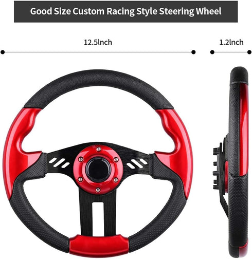 Golf Cart Steering Wheel or Adapter for Club Car DS, Club Car Precedent, EZGO, Yamaha (Red Steering Wheel)