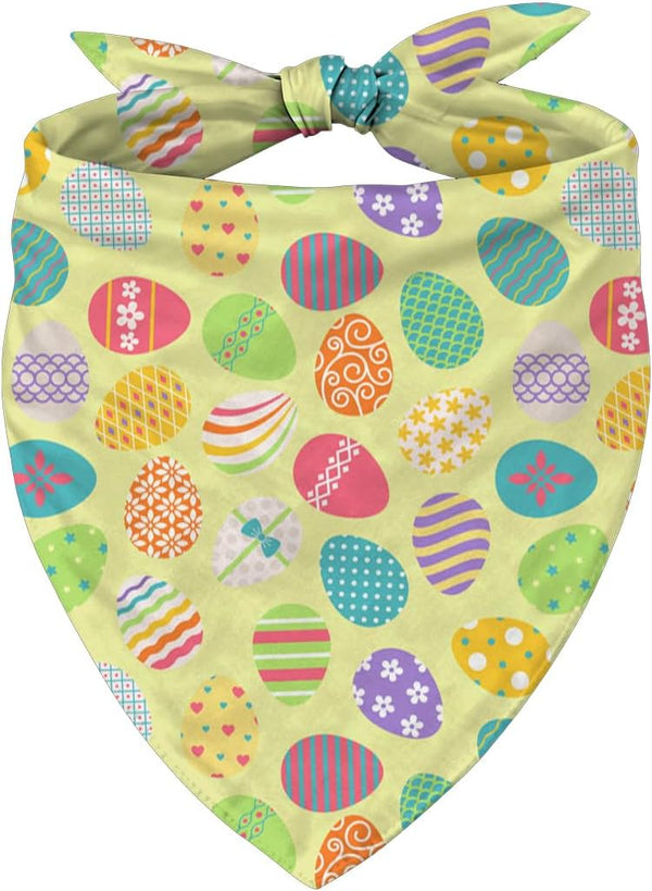 YJIKRTVT Easter Dog Bandana, Colorful Easter Egg Triangle Pet Scarf for Small Medium