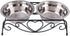 AUNMAS Elevated Dog Cat Bowls, Stainless Steel Double Food Water Bowls for Small Pets, Feeder Dishes Shelf Stand