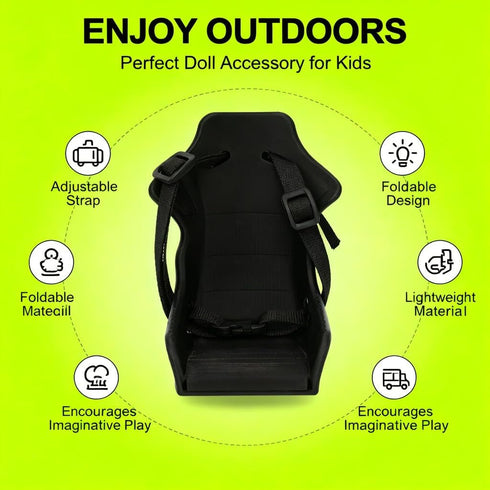 Bike Baby Doll Carrier, Foldable Doll Bike Seat, Adjustable Strap Length, Plastic, Black - Lightweight Durable Design