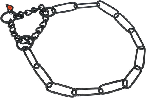Herm Sprenger Black Stainless Steel Fur Saver Collar, Long Link Professional Training Slip Chain for Medium Large Dogs