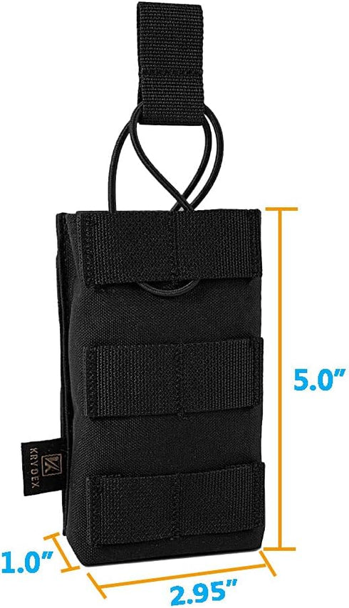 KRYDEX Tactical MOLLE Open-Top 5.56mm Mag Pouch with Strap for M4 M16 .223 Magazines, Single/Double/Triple