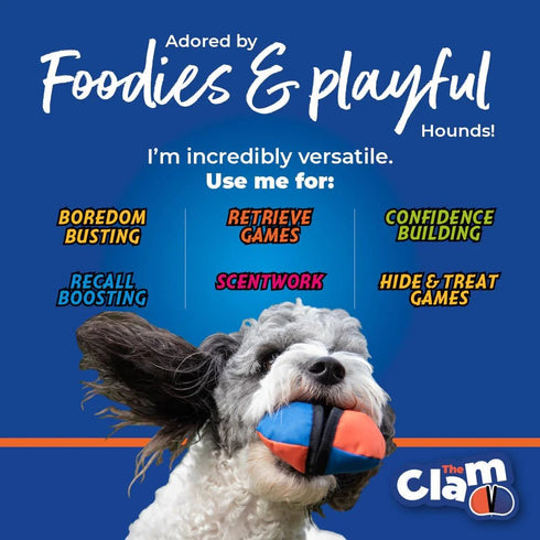 Tug-E-Nuff The Clam | Compact Dog Treat Dispenser Toy, Ideal for Interactive Dog Training