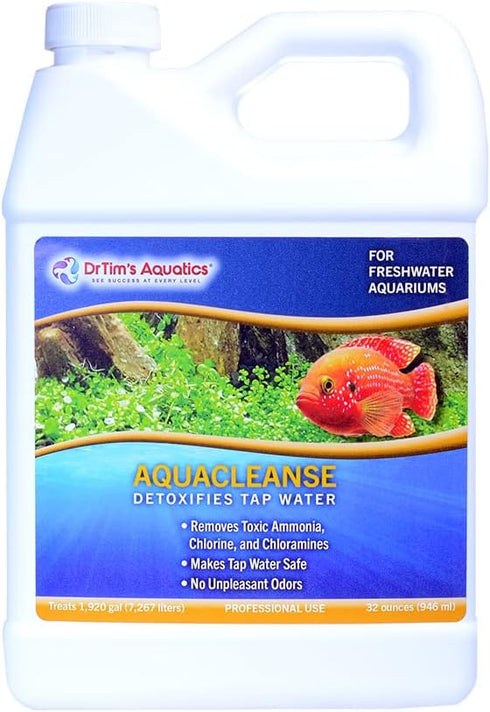 DrTim’s Aquatics AquaCleanse - 32 oz. Tap Water Detoxifier for Freshwater Aquariums - Dechlorinator & Ammonia Remover