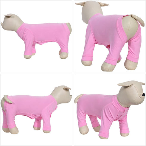 Lovelonglong Dog Pajamas - Lightweight Pure Cotton Jumpsuits for Large Medium Small Dogs, Stylish PJS, Pink S