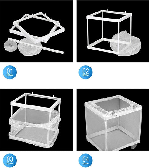 Fish Hatchery Breeder Box, Nylon Incubator Mesh for Fish Breeding Tanks Isolation Box (White Square, 20PCS)