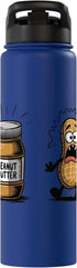 Peanut Butter Peanut Foodie Funny Surprised Peanut Looking At Peanut Butter Stainless Steel Insulated Water Bottle