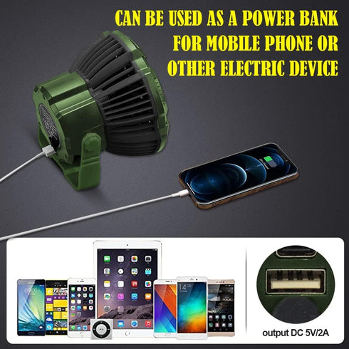 7800mAh AYAMAYA Rechargeable Camping Tent Fan with LED Light, Remote Control, Portable Camping Lantern Fan USB Desk