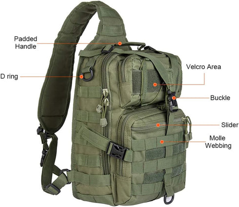 hopopower Tactical Sling Bag Pack Military Rover EDC Assault Backpack, Water-Resistant