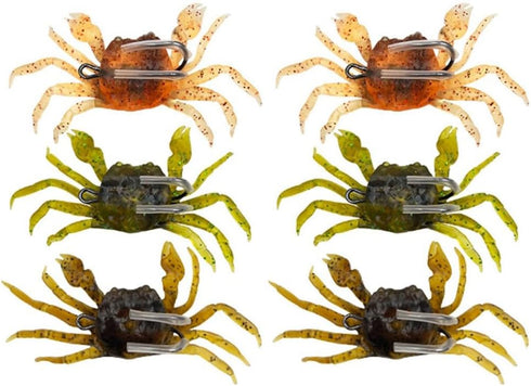 Viodmss 6pcs Cranka Crab Lure Crab Bait 3D Simulated Crab Soft Lure with
