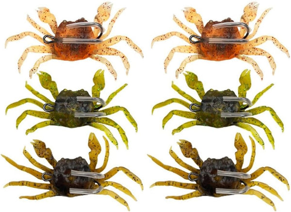 Viodmss 6pcs Cranka Crab Lure Crab Bait 3D Simulated Crab Soft Lure with