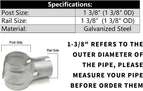 Chain Link Fence End Rail T Clamps, Panel T Clamps for 1-3/8" OD Pipe, Fence Bracket with Bolts & Nuts Included