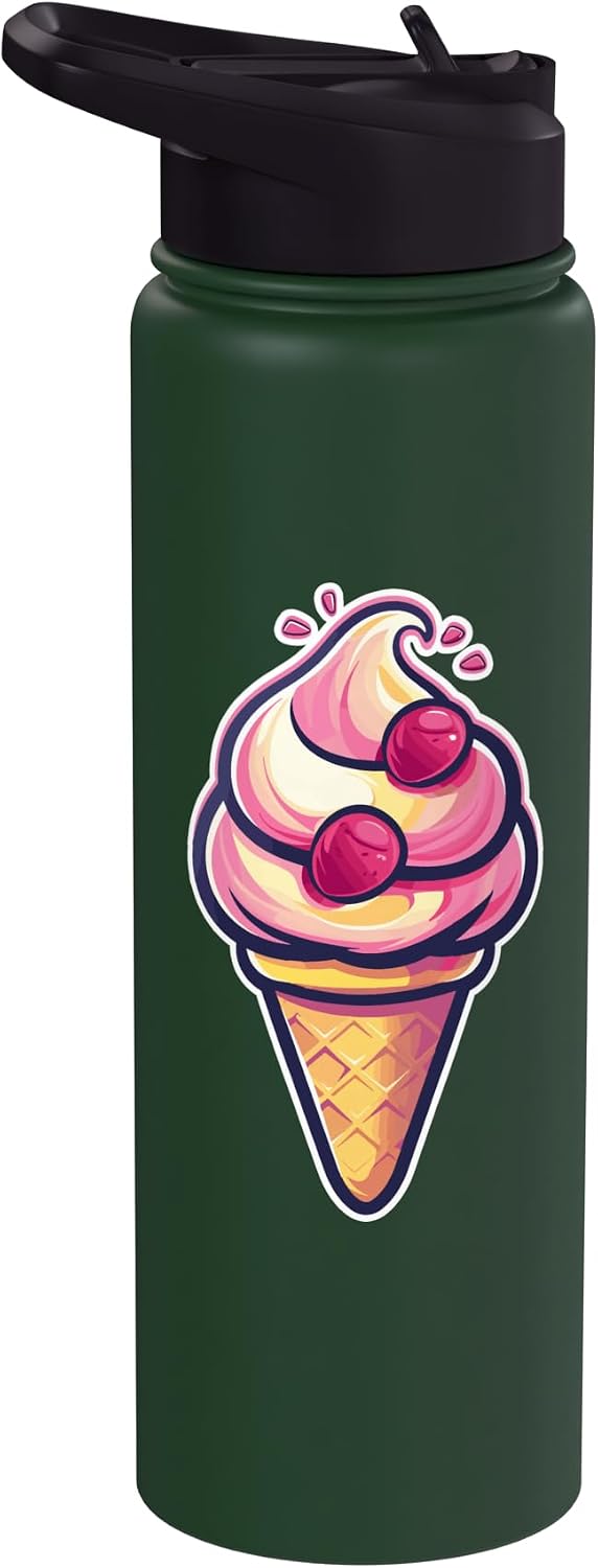 Funny Ice Cream Seller Graphic Tees and Presents Ice Cream Cone Graphic Sorbet Stainless Steel Insulated Water Bottle