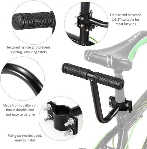 WANLIANG Bicycle Rear Seat Handle, Mountain Bike Road Bicycle Handlebar Armrest Accessories (Bend)
