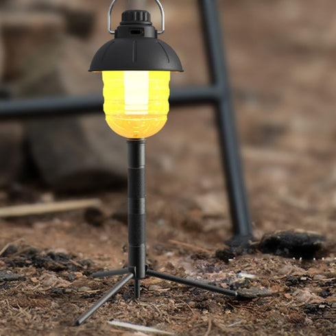 MOPFOL (17cm/6.7in Aluminum Tripod Light Stand Foldable & Adjustable Lantern Pole with Phone Holder for Camping, Hiking