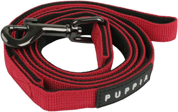 PUPPIA Two Tone Dog Lead: Strong, Durable, Comfortable Grip Walking Training Leash for Small & Medium Dogs (Red, Small)