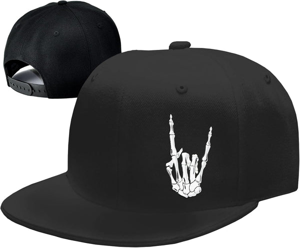 Snapback Hats for Men - Flat Bill, Fitted, Cool Skull Black Baseball Hats