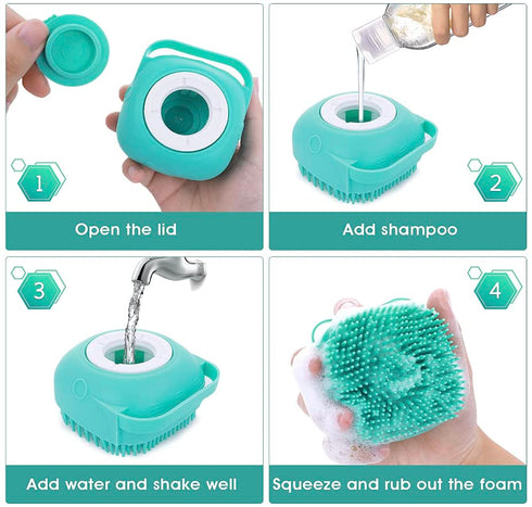 Soft Pet Bath Massage Brush for Puppy Dog and Cat, Blue