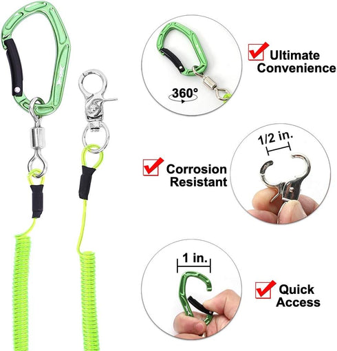 HERCULES M4 Fishing Lanyard - Heavy Duty Retractable Coiled Tether for Fishing, Kayak, Paddles, Rods, Pliers