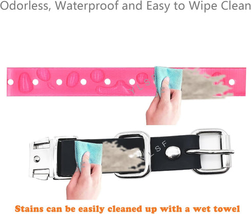 Quick Snap Bungee Dog Collar Strap with D Ring for Electronic Training Shock Collar, Adjustable Waterproof TPU