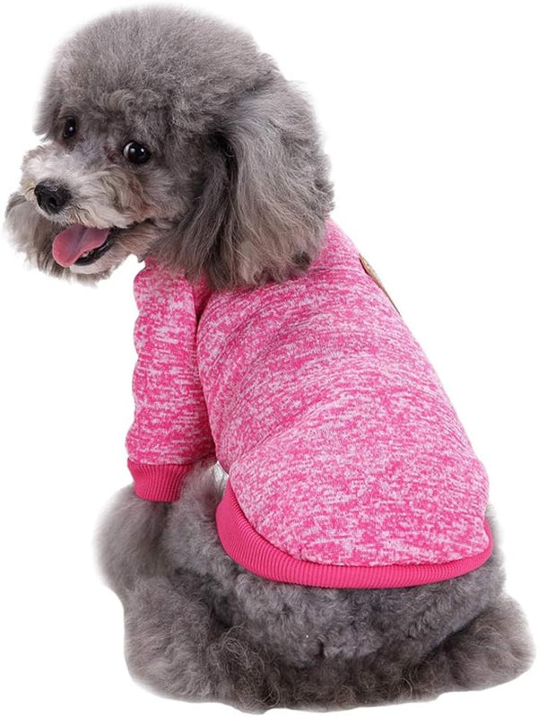 Jecikelon Dog Clothes, Soft Puppies Sweater Winter Outfit for Dogs Small XXS XS Cat Apparel (Large, Rose Red)