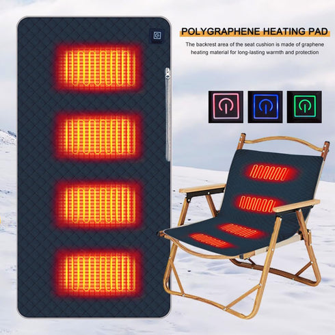 Generic 4 3 Heated Zones Camping Chair Heated Cushion, Portable Thickened Heating Mat, Adjustable Temperature USB