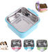 Love Dream Crate Dog Cat Bowls, Removable Stainless Steel Hanging Pet Cage Bowls, Large Blue
