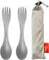 TiTo Titanium Spork 2-in-1 Spoon, Fork, Knife - Lightweight Camping Utensil for Outdoor Traveling, Hiking (Round, 2