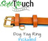 Padded Leather Dog Collar, Tan and Teal, Medium Size, 20" Long x 1" Wide, Neck Size 14.5" to 17.5"