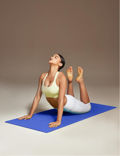 Heathyoga Eco Friendly Non Slip Yoga Mat - Body Alignment System, SGS Certified TPE Material, 72"x 26"