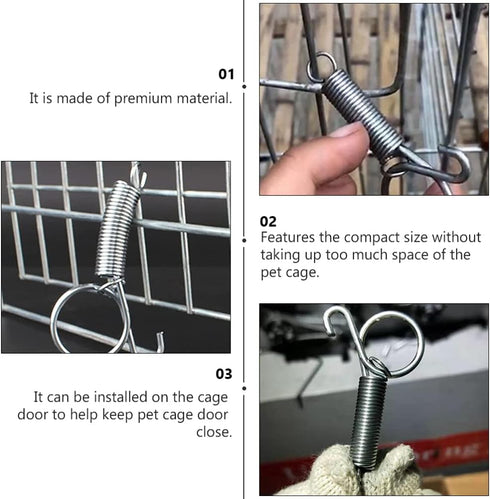 10PCS Metal Finger Spring Latch Hook for Fixing Pet Cage Door for Rabbit Cages, Bunnies, Hamsters