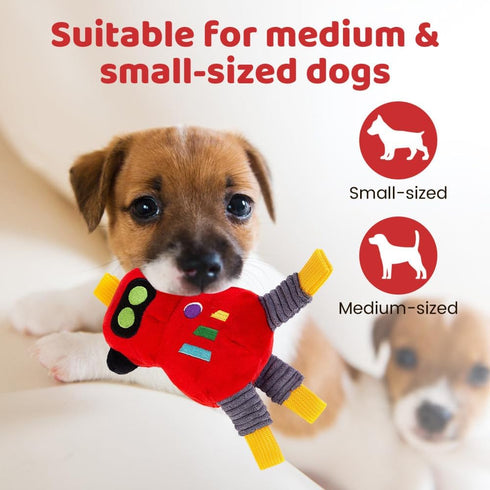 Interactive Robot Squeaky Plush Toy for Small to Medium Dogs