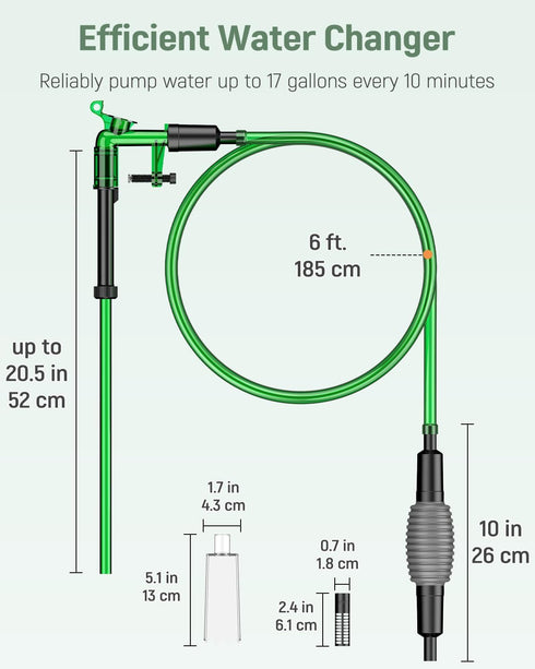 Pawfly Aquarium Water Changer Kit - Fish Tank Siphon Vacuum Cleaner with 6 Feet Hose for Water Changing and Maintenance