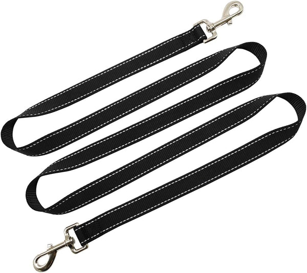 6Foot Tie Out Nylon Dog Leash, Heavy Duty 1" Wide Reflective Lead for Medium Large Dogs, Indoor Outdoor Camping (Black)