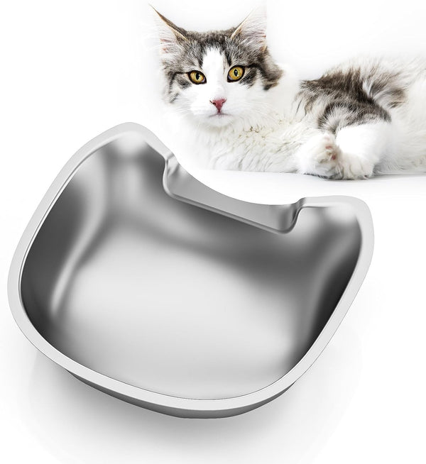 Stainless Steel Cat Bowls for Automatic Pet Feeder, Whisker Fatigue Relief, Easy to Clean Friendly Shape