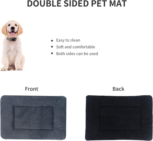 Reversible Dog Bed Mat, Plush and Corn Velvet, Soft Warm Pet Cushion, Washable Sleeping Mattress Bed for Small Medium