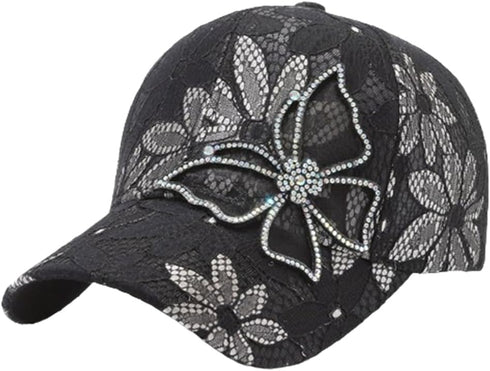 Women's Bling Rhinestone Butterfly Baseball Cap - Adjustable Hip Hop Hat for Outdoor Casual Wear
