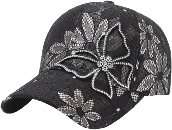 Women's Bling Rhinestone Butterfly Baseball Cap - Adjustable Hip Hop Hat for Outdoor Casual Wear