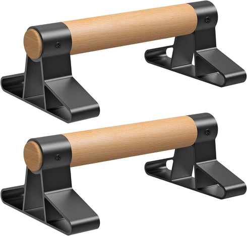 SELEWARE Wood Parallettes Push Up Bars, Anti-slip Handstand Bars for Calisthenics, Fitness, Solid Wood with Metal